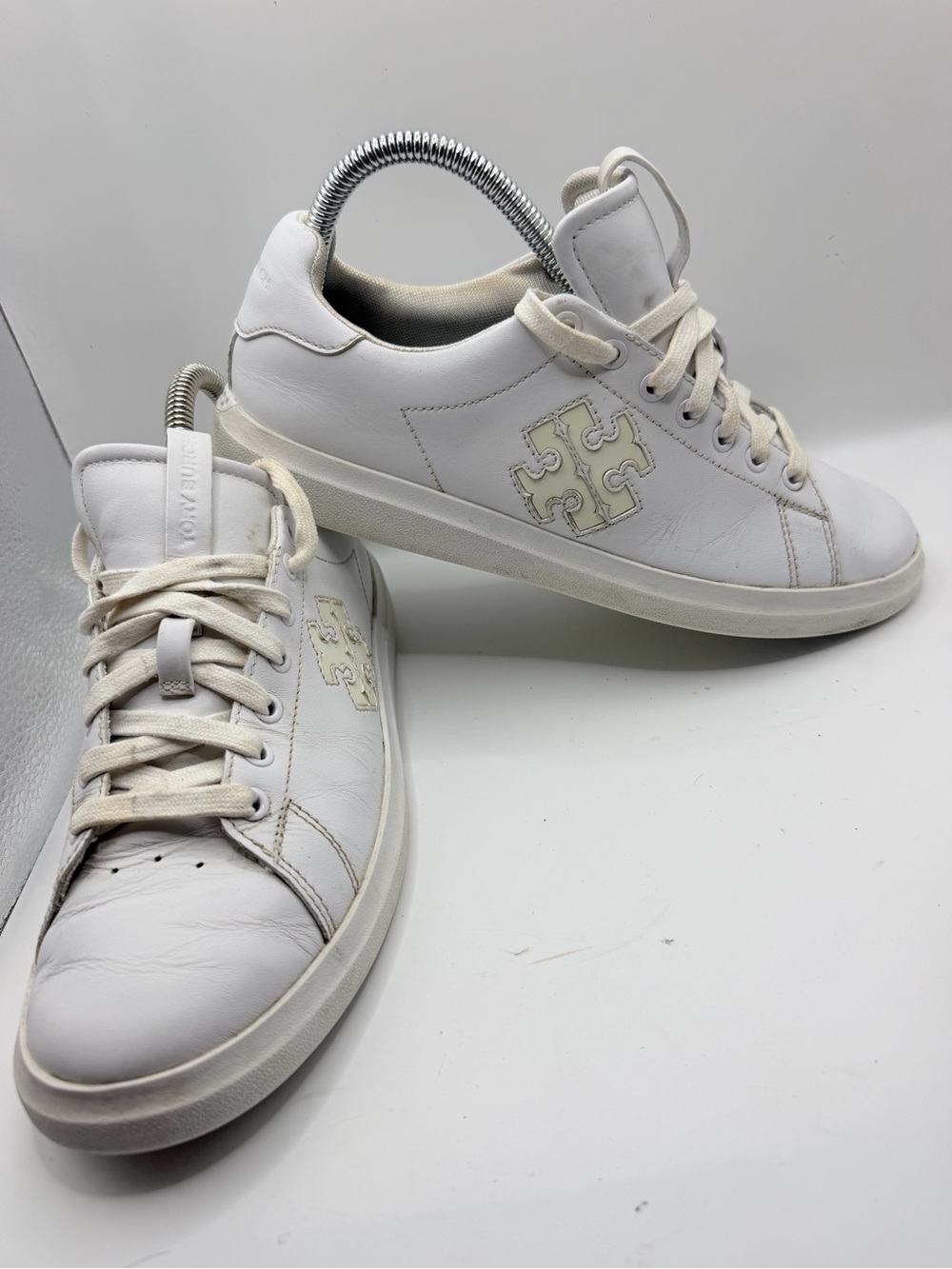 Tory Burch White Leather Logo Low-Top Sneakers